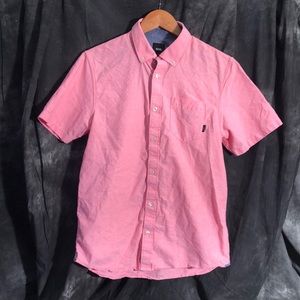 Vans men’s small button down shirt sleeve pink shirt